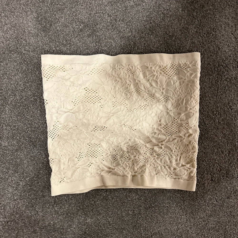 BP Ivory Textured Floral Tube Top